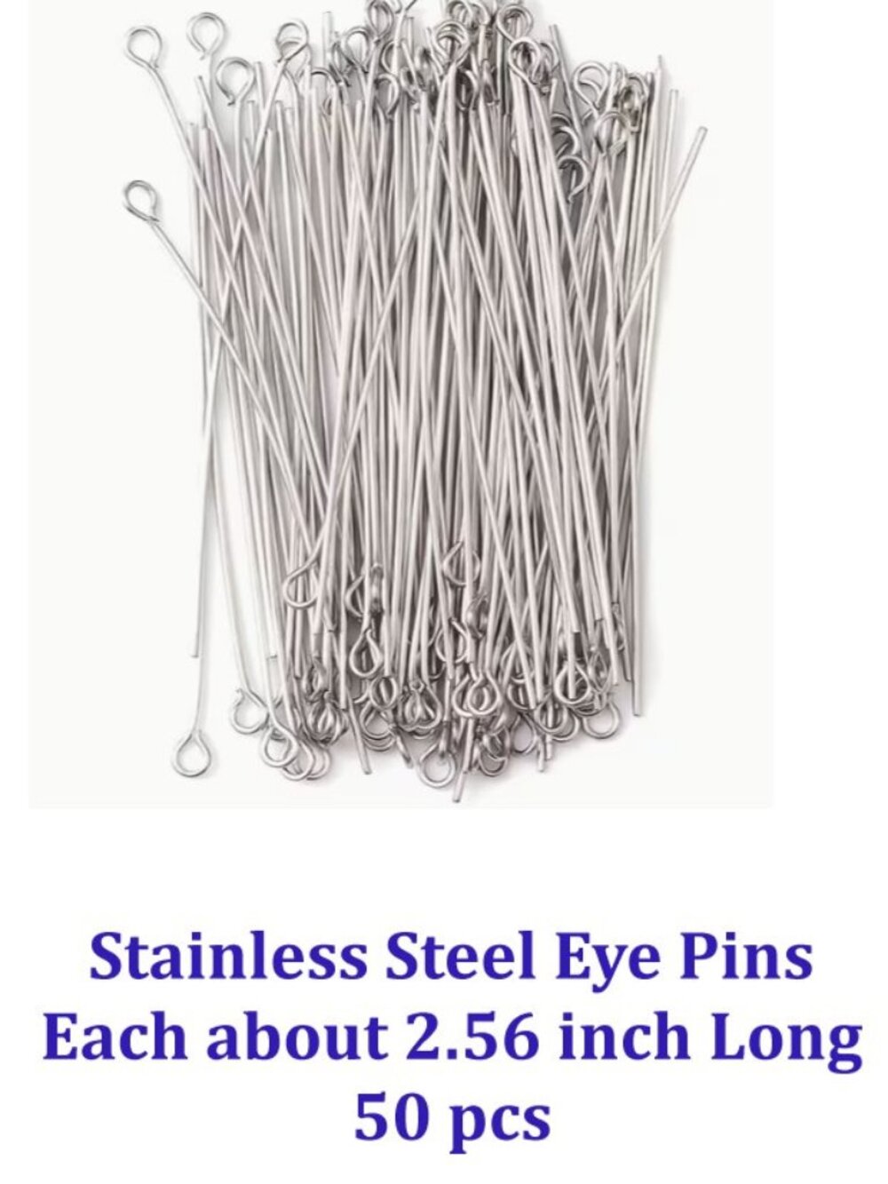Stainless Steel Eye Pins, Each about 2.56 inch Long